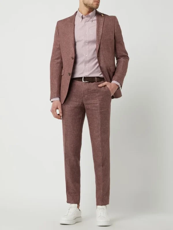 CG – Club Of Gents Slim Fit Anzughose Aus Leinen-Lyocell-Mix Modell ‘Paco’ – Rot 1